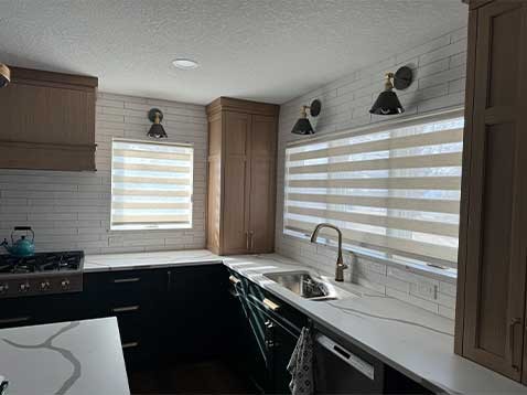 Kitchen with shades